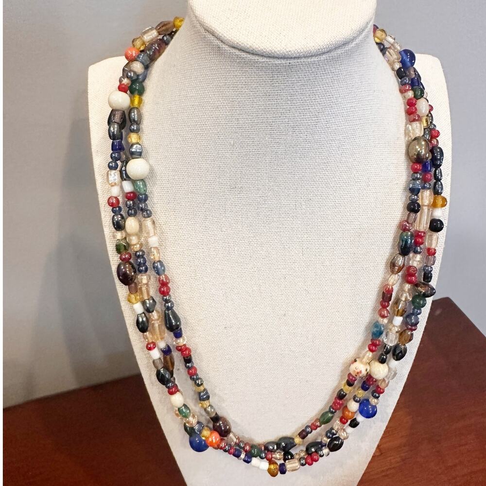 Colorful Beaded Long Necklace Multi Color Beads Boho Casual Bohemian Jewelry